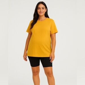 Dividends Maternity Cotton Yellow Oversized Short Sleeve Tee